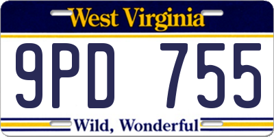 WV license plate 9PD755