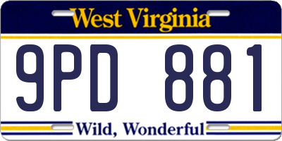 WV license plate 9PD881