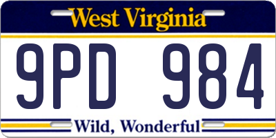 WV license plate 9PD984