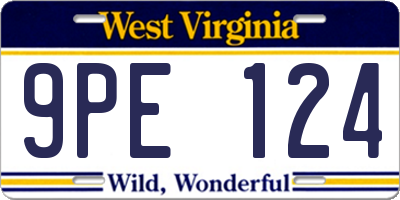 WV license plate 9PE124
