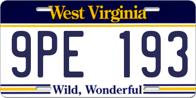 WV license plate 9PE193