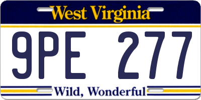 WV license plate 9PE277