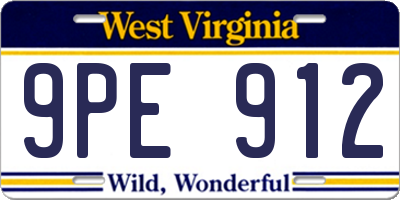 WV license plate 9PE912