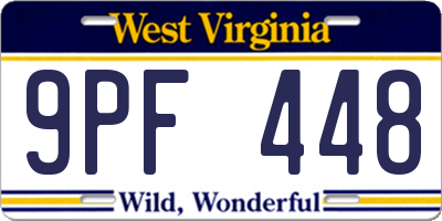 WV license plate 9PF448