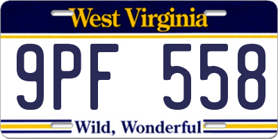 WV license plate 9PF558