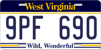 WV license plate 9PF690