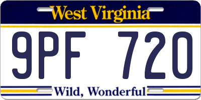 WV license plate 9PF720