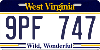 WV license plate 9PF747
