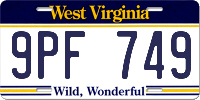 WV license plate 9PF749
