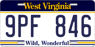 WV license plate 9PF846