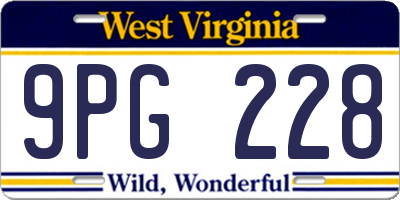 WV license plate 9PG228