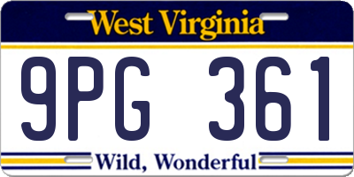 WV license plate 9PG361