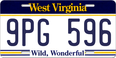 WV license plate 9PG596