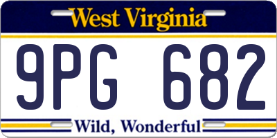 WV license plate 9PG682