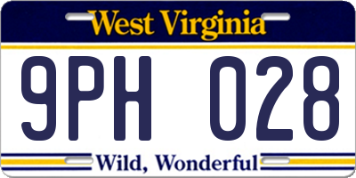 WV license plate 9PH028