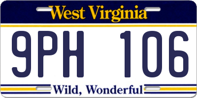 WV license plate 9PH106