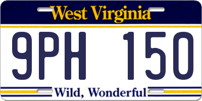 WV license plate 9PH150