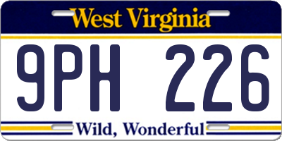 WV license plate 9PH226