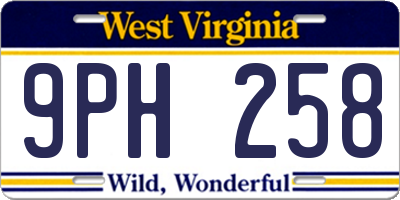 WV license plate 9PH258