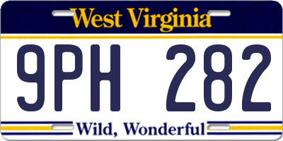 WV license plate 9PH282