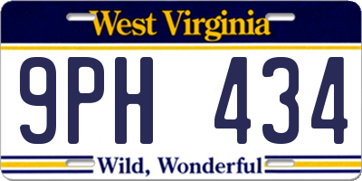 WV license plate 9PH434