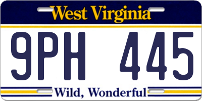 WV license plate 9PH445