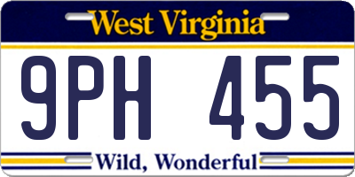 WV license plate 9PH455