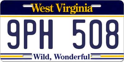 WV license plate 9PH508