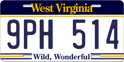 WV license plate 9PH514