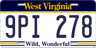WV license plate 9PI278