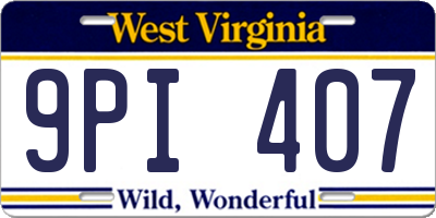 WV license plate 9PI407