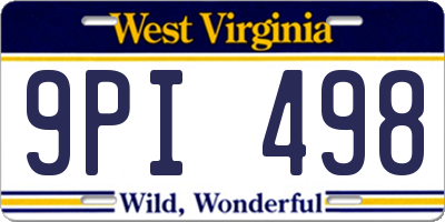 WV license plate 9PI498