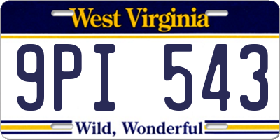 WV license plate 9PI543