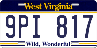 WV license plate 9PI817