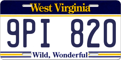 WV license plate 9PI820