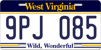 WV license plate 9PJ085