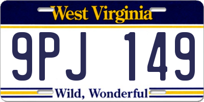 WV license plate 9PJ149