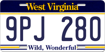 WV license plate 9PJ280