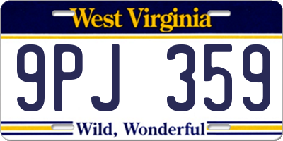 WV license plate 9PJ359