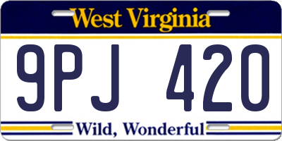 WV license plate 9PJ420