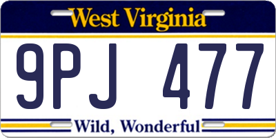 WV license plate 9PJ477