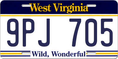 WV license plate 9PJ705