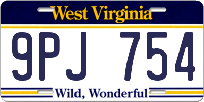 WV license plate 9PJ754