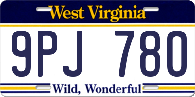 WV license plate 9PJ780