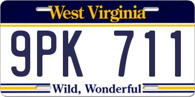 WV license plate 9PK711