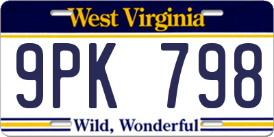 WV license plate 9PK798
