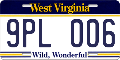 WV license plate 9PL006