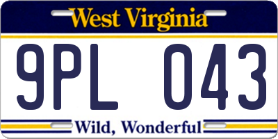 WV license plate 9PL043