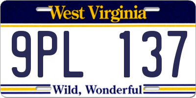 WV license plate 9PL137