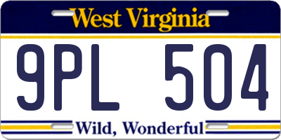 WV license plate 9PL504
